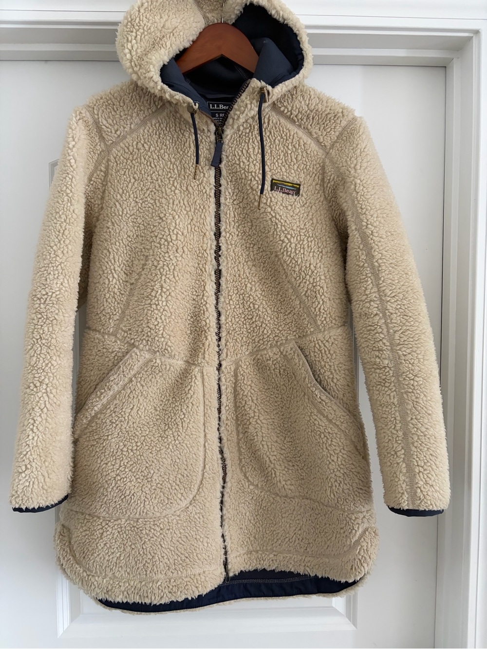 L.L. Bean Kids Cream Sherpa Hooded Puffer Jacket